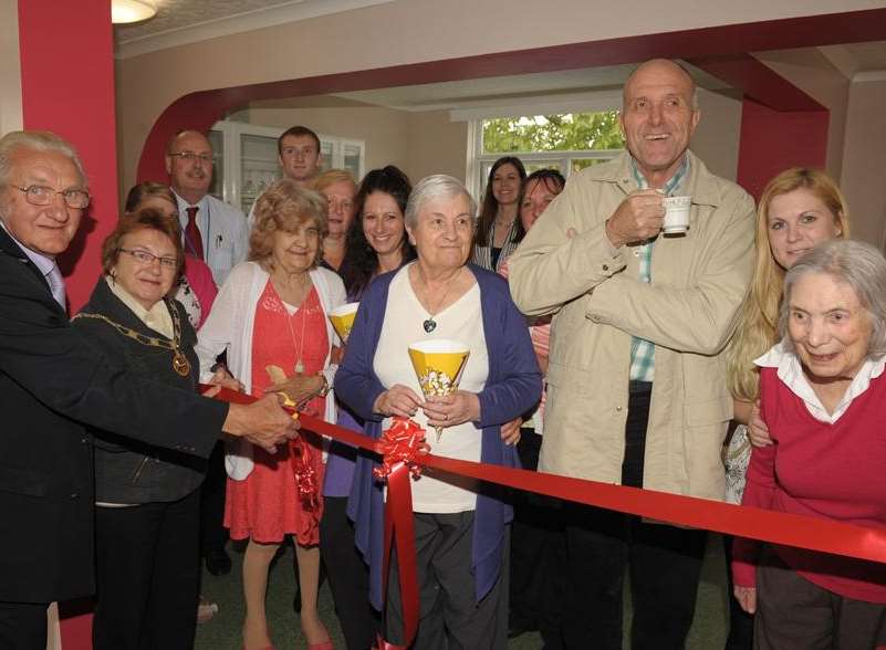 Mayor and Mayoress, George and Brenda Bobbin, open the new dementia cafe at Barton Court Care Home in Minster
