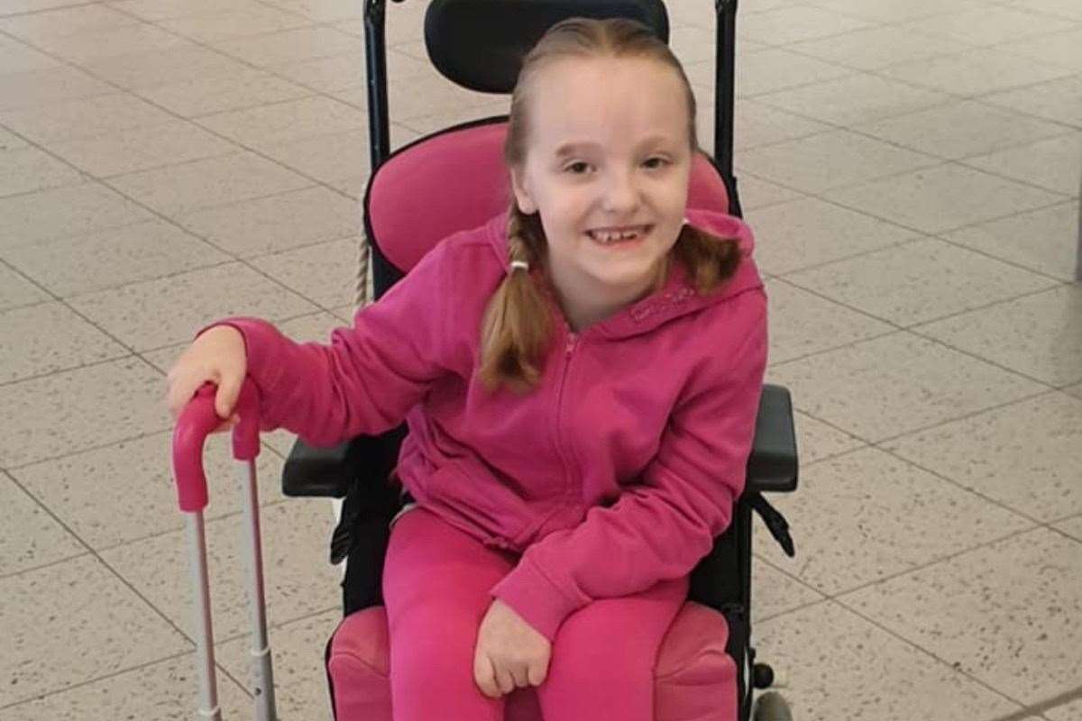 Hannah Taylor, 8, has cerebral palsy and he hydrotherapy pool was stolen from her home in Dartford over night. (15963530)