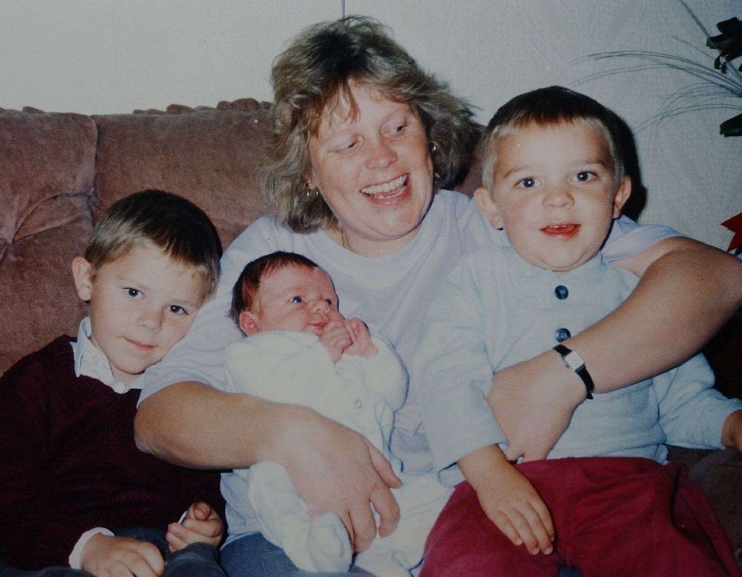 Debbie Griggs with her children Jeremy, Jake and baby Luke Picture: Mike Waterman