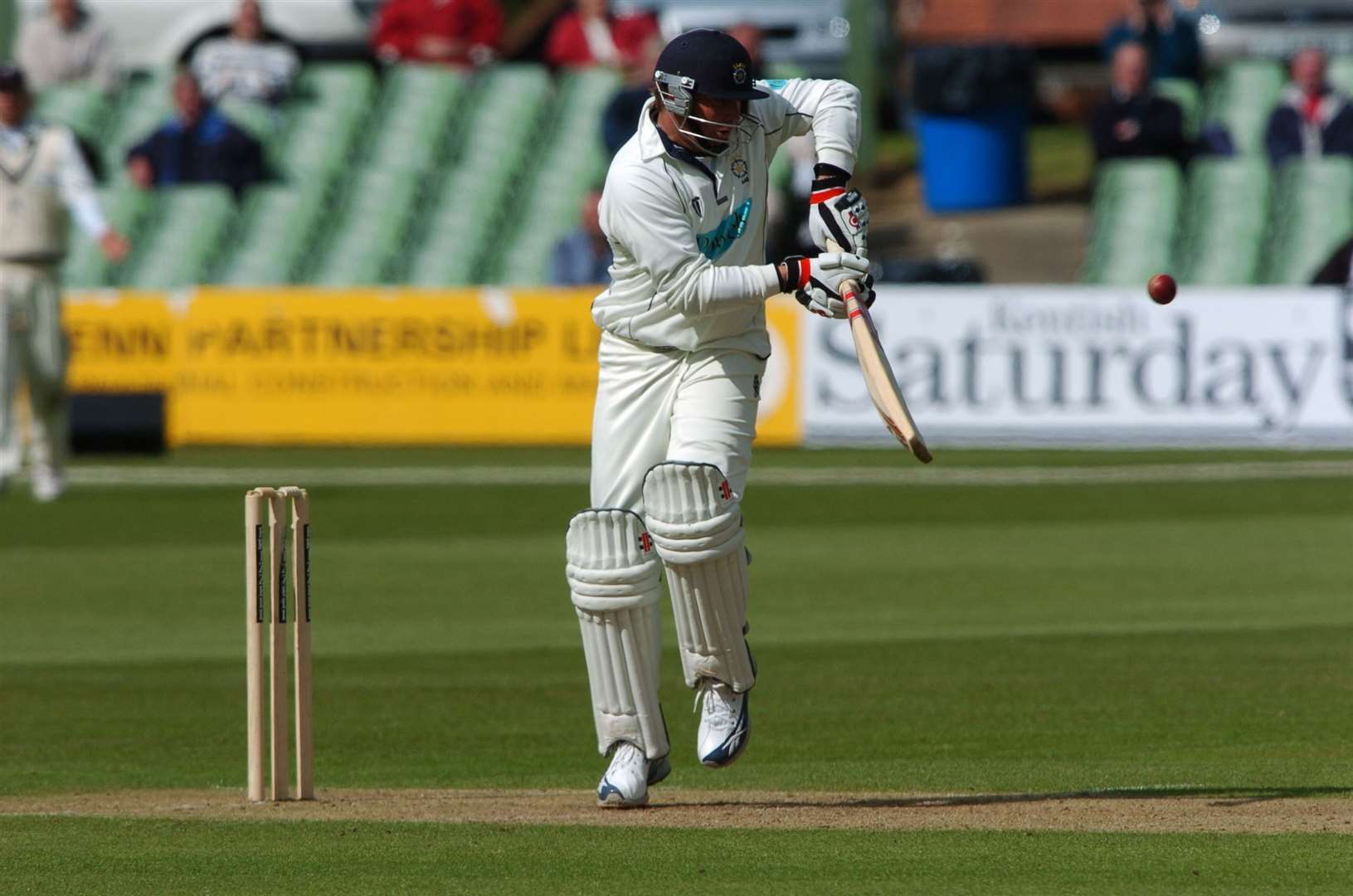 Despite being best known for his bowling, Shane Warne scored his maiden first-class century on the opening day of a County Championship match for Hampshire against Kent at Canterbury. Picture: Barry Goodwin.