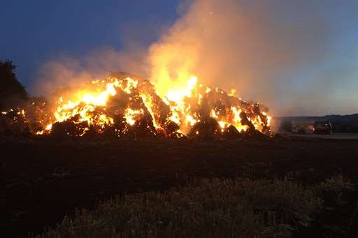 The fire, at a farm in Leeds. Picture: Kent Fire and Rescue