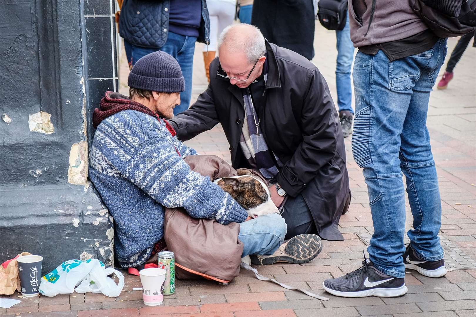 The Archbishop of Canterbury supporting rough sleepers during a prayer walk in Chatham