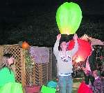 Lanterns were launched at wedding party