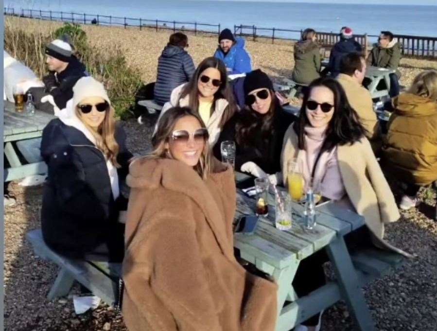 Frankie Bridge visited Deal over the weekend with friends. All pictures: Frankie Bridge Instagram Stories