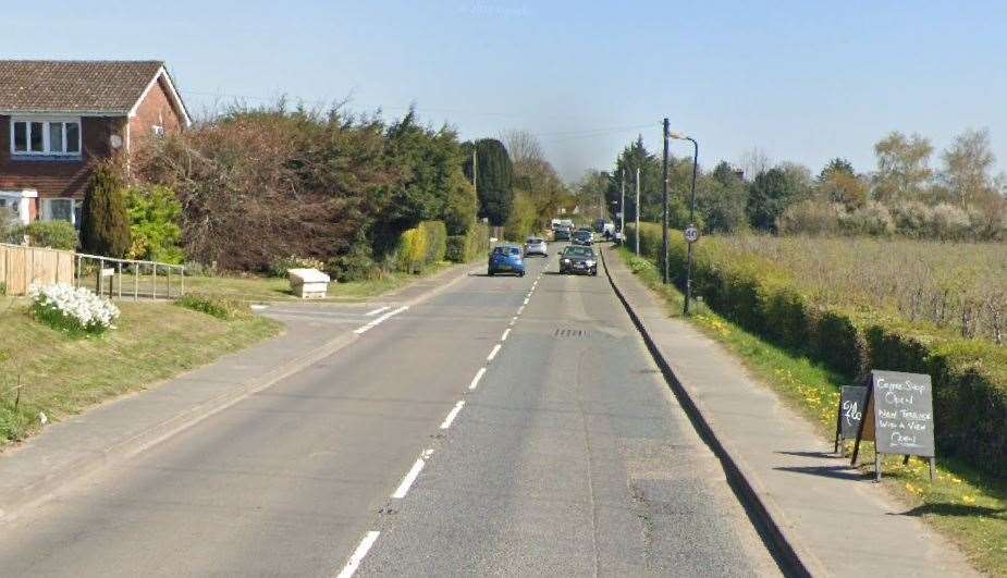 Hartley Road in Cranbrook, near Swattenden Lane, was closed following a multi-vehicle crash. Picture: Google