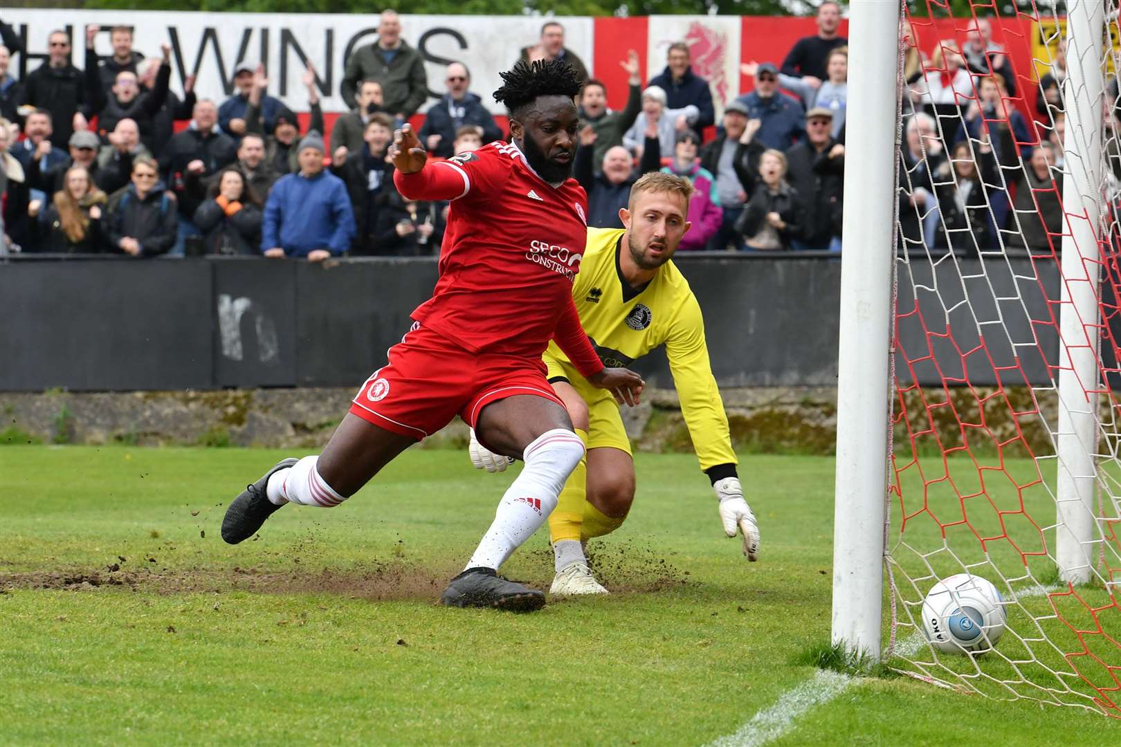 Welling score their second goal against Chelmsford. Picture: Keith Gillard