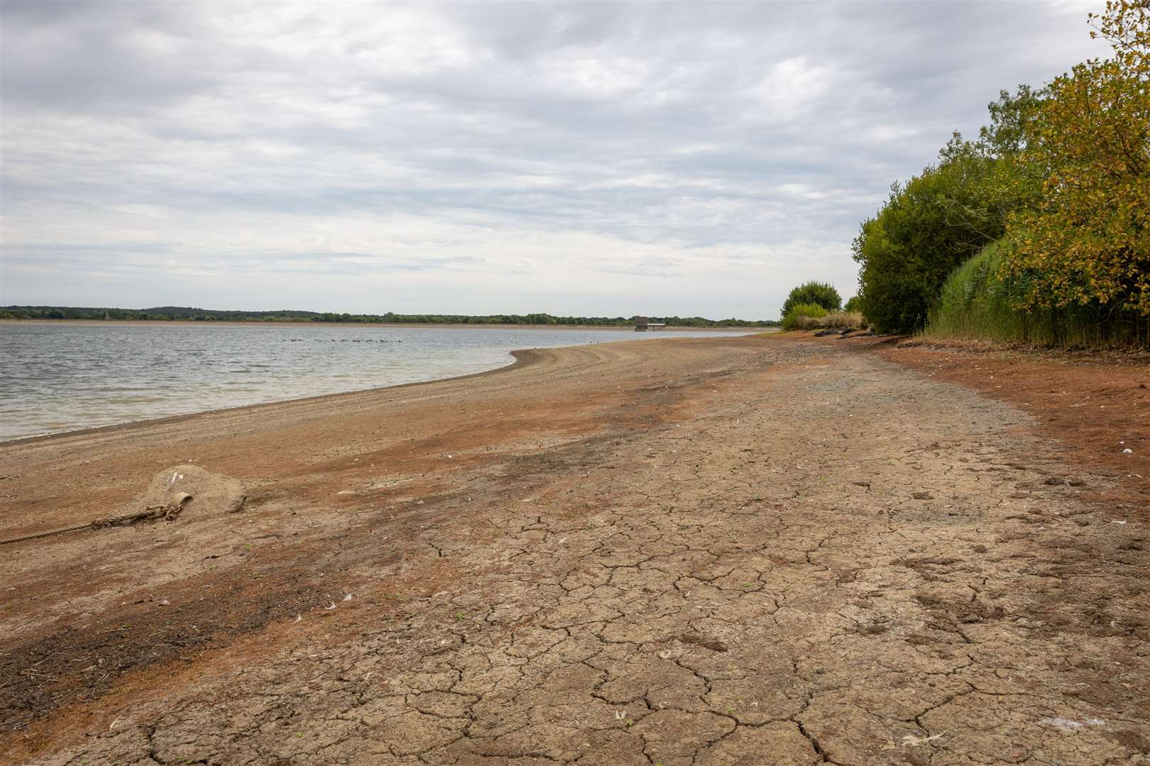 Low water supplies at South East Water's Arlington Reservoir in East Sussex