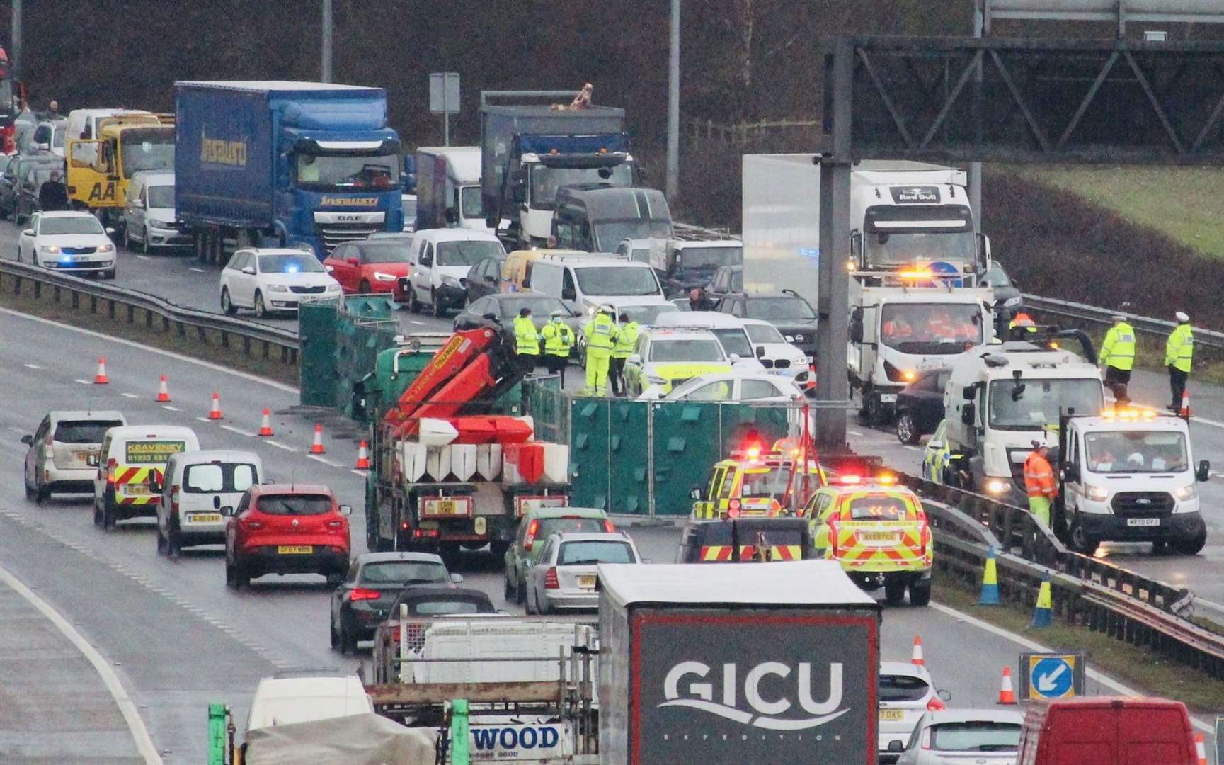 The accident on the M2 between Chatham and Gillingham. Picture: Blue Light Media
