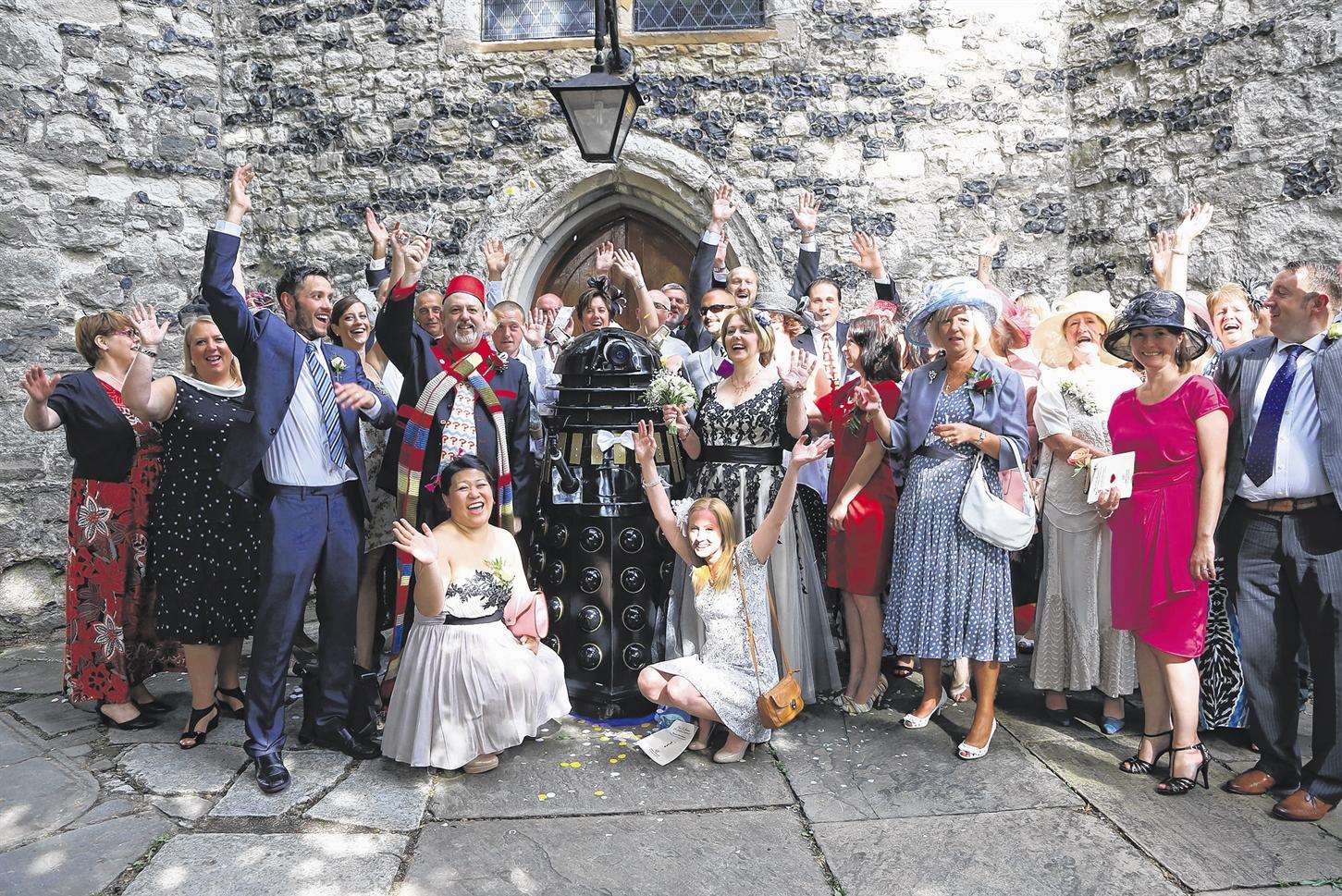 Guests at the Doctor Who themed wedding at St Peter & St Paul's Church, Gravesend. Picture: Roger Vaughan.