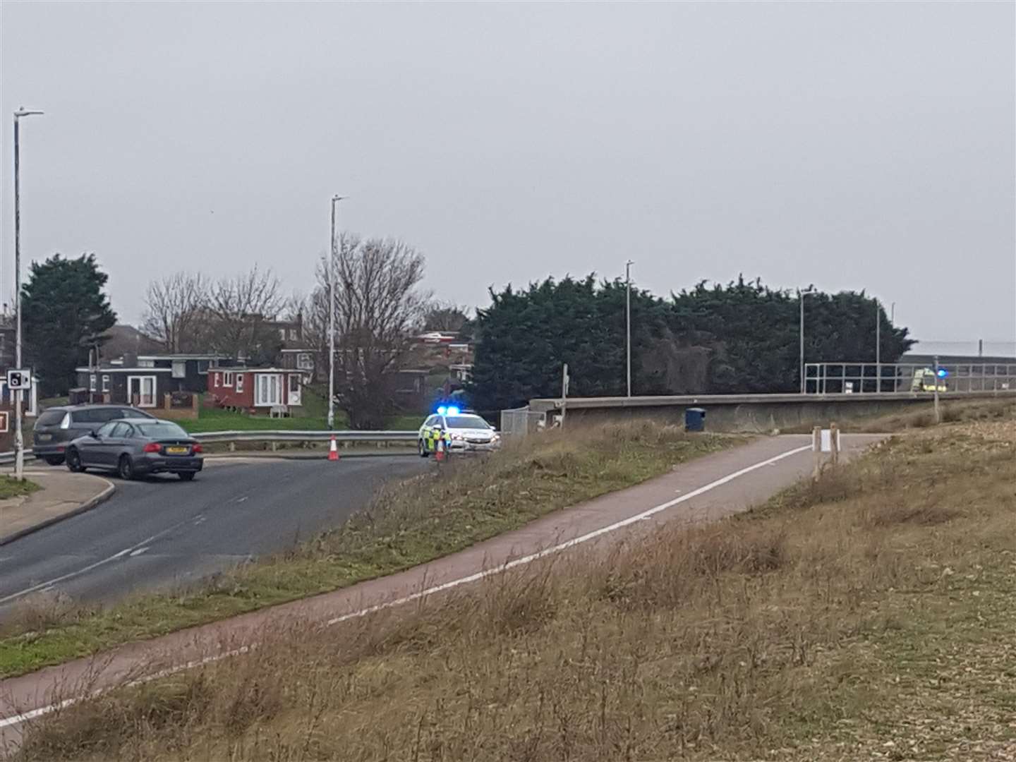 Crash has closed coast road closed at Barton's Point, Sheerness. Picture: Jenni Horn (6548626)