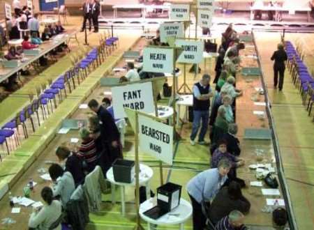 The count gets underway at Mote Park in Maidstone