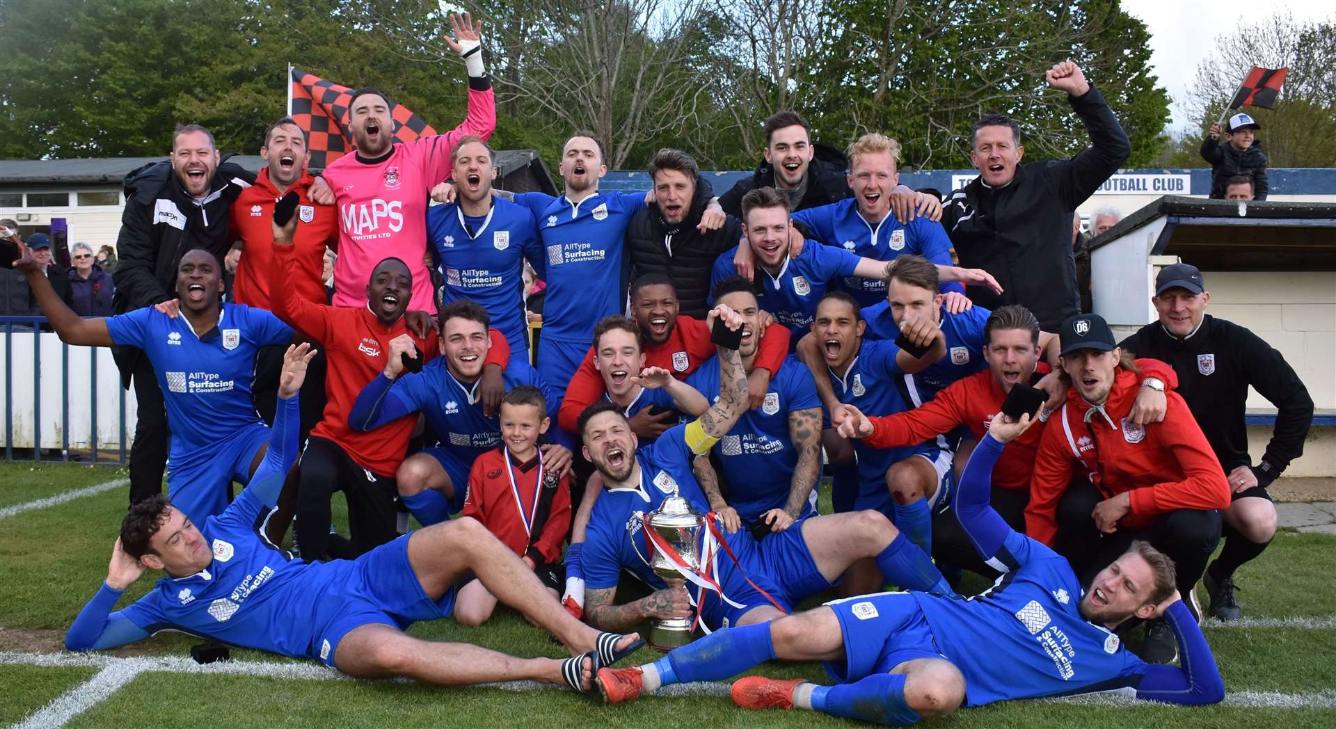 Chatham celebrate winning the SCEFL Challenge Cup final. Picture: Alan Coomes