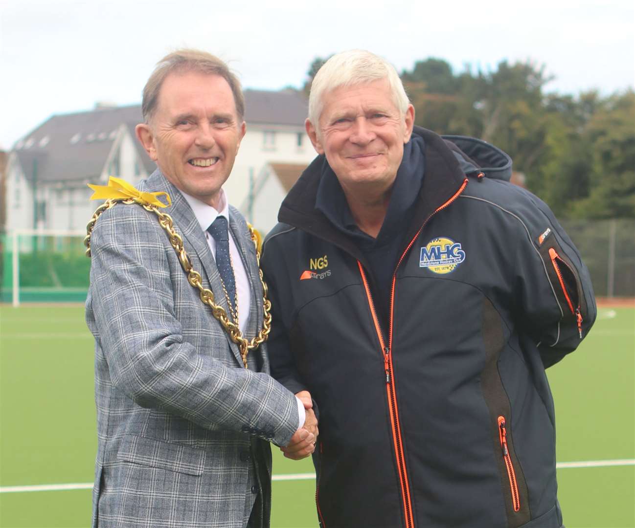 Mayor of Maidstone Cllr Derek Mortimer with Maidstone Hockey Club chairman Nigel Swaffer at the opening of the new pitch at Armstrong Road.