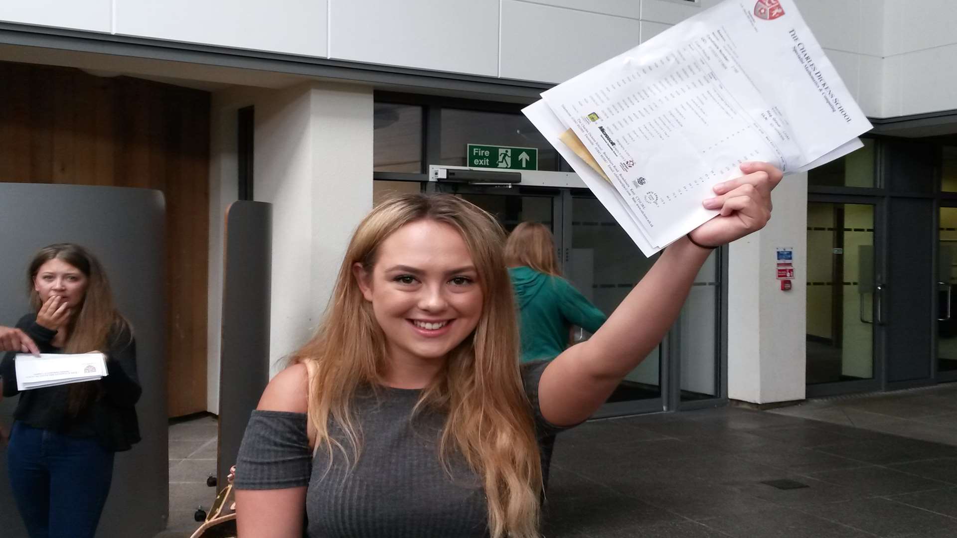 Sophie Rowland-Elliot with her results at The Charles Dickens School