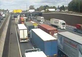 Queues on the M25 near the Dartford Tunnel. Picture: Highways England