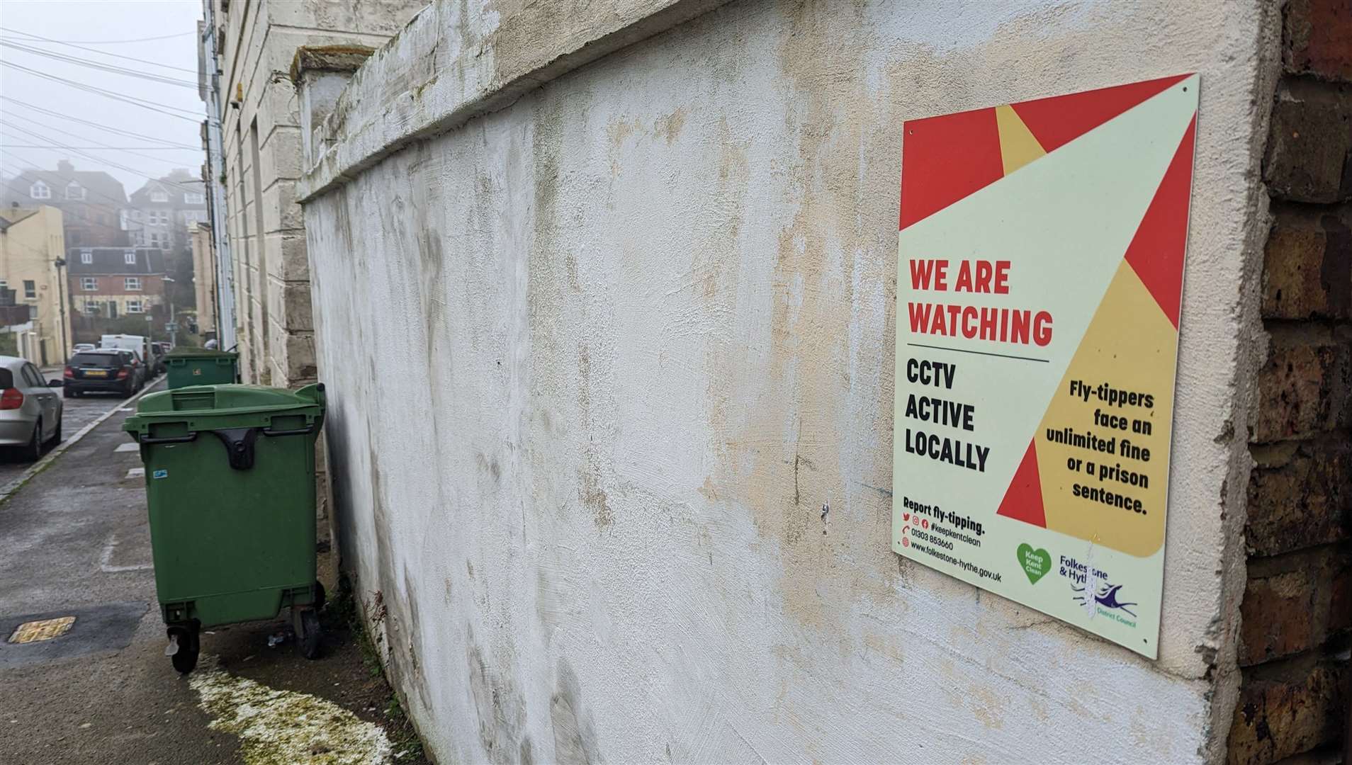 Signs warn against fly-tipping in the area