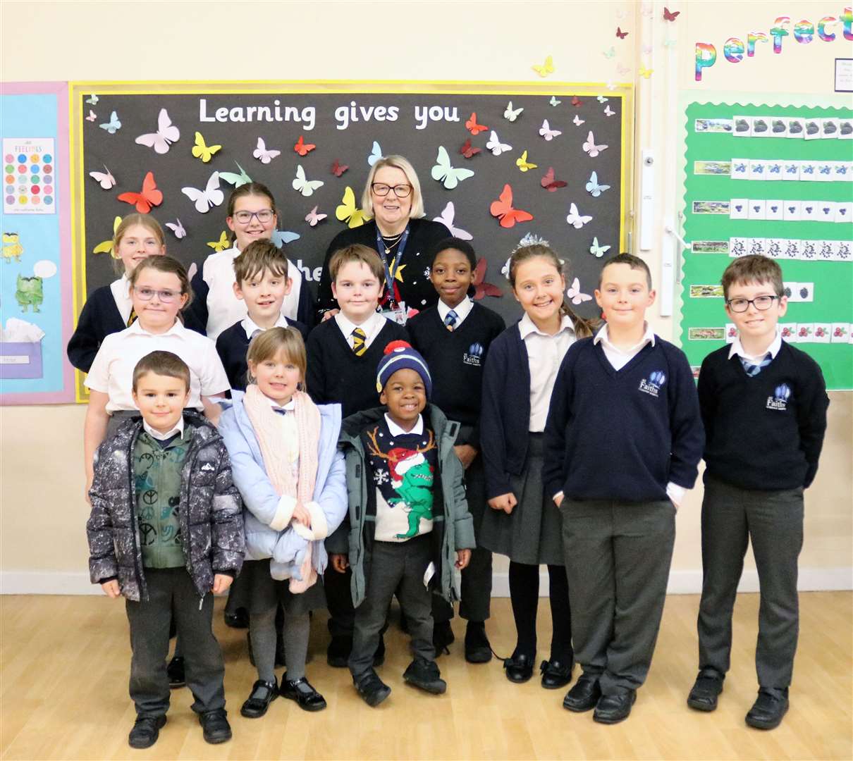 Marion Browning, head teacher at All Faiths Children's Academy, with pupils