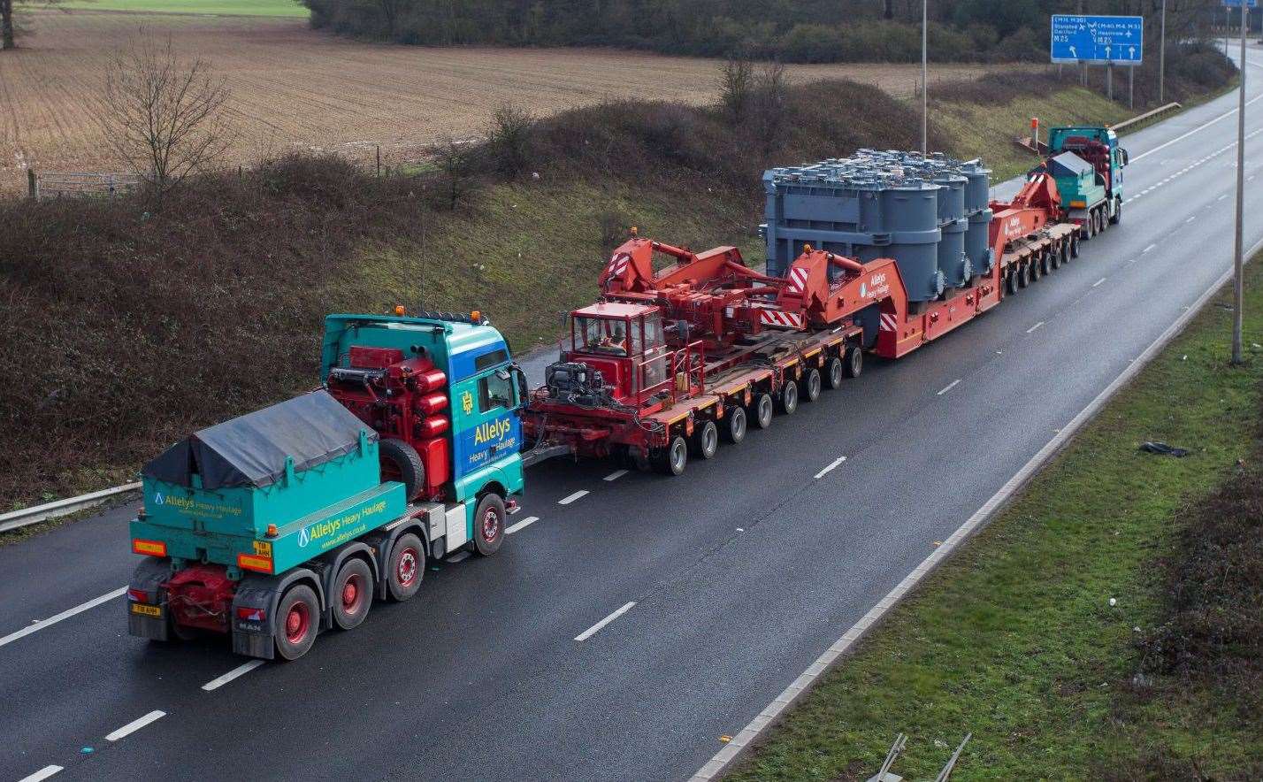 The electrical transformer will be travelling from Dover to Ashford. Picture: National Highways