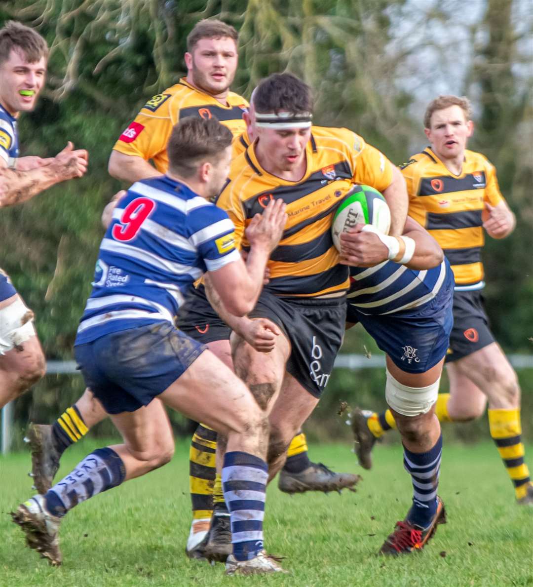 Canterbury’s Eion O’Donoghue battles against Westcombe Park at the weekend. Picture: Phillipa Hilton