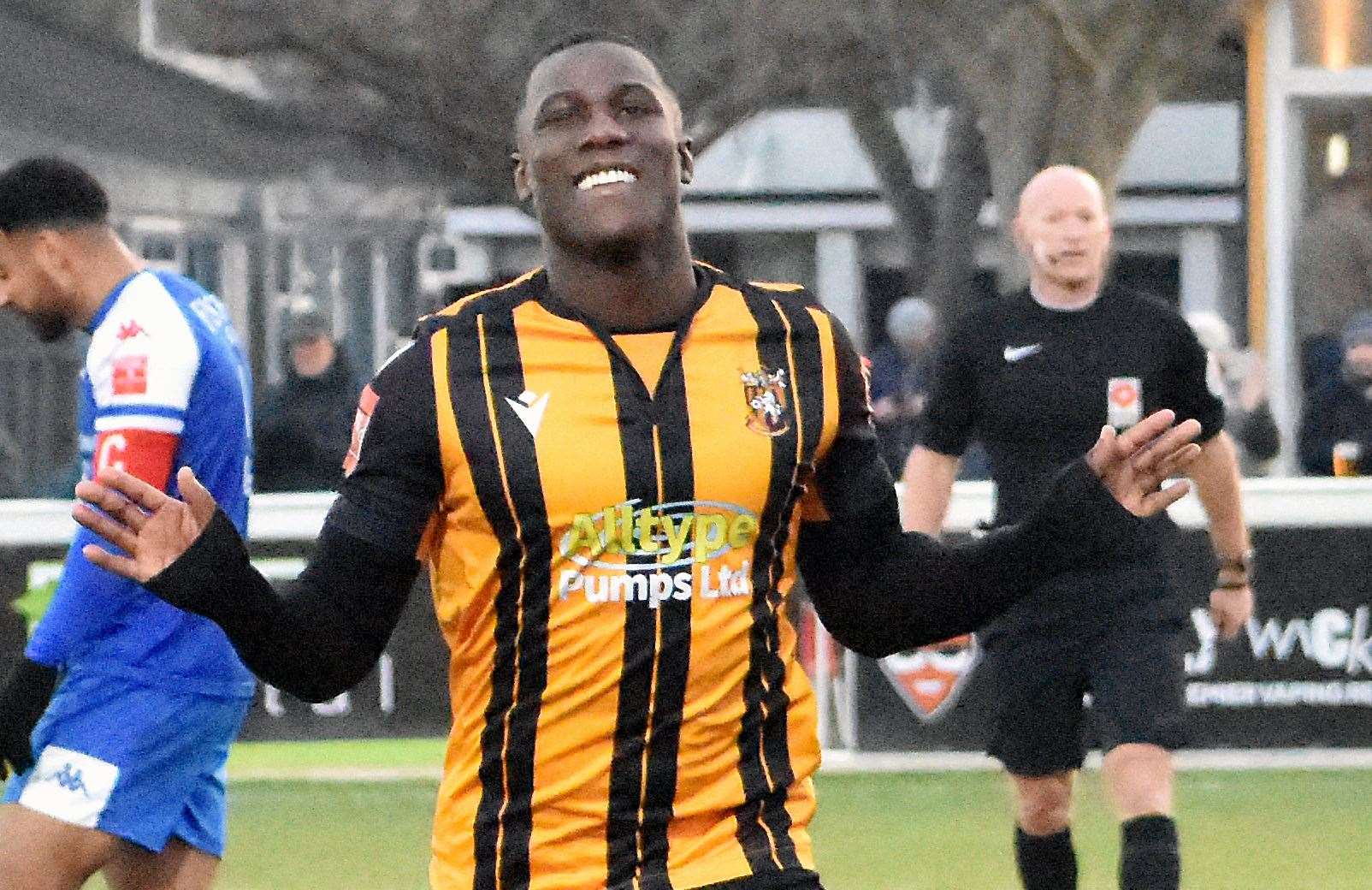 Folkestone frontman Ade Yusuff netted in their 2-1 loss at Hornchurch. Picture: Randolph File