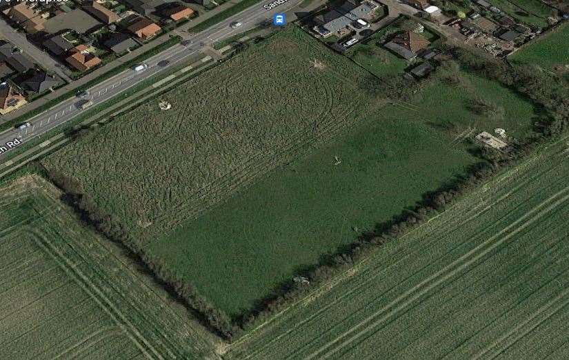 The open land, bordered by hedges, wherethe houses are planned for. Picture: Google Maps