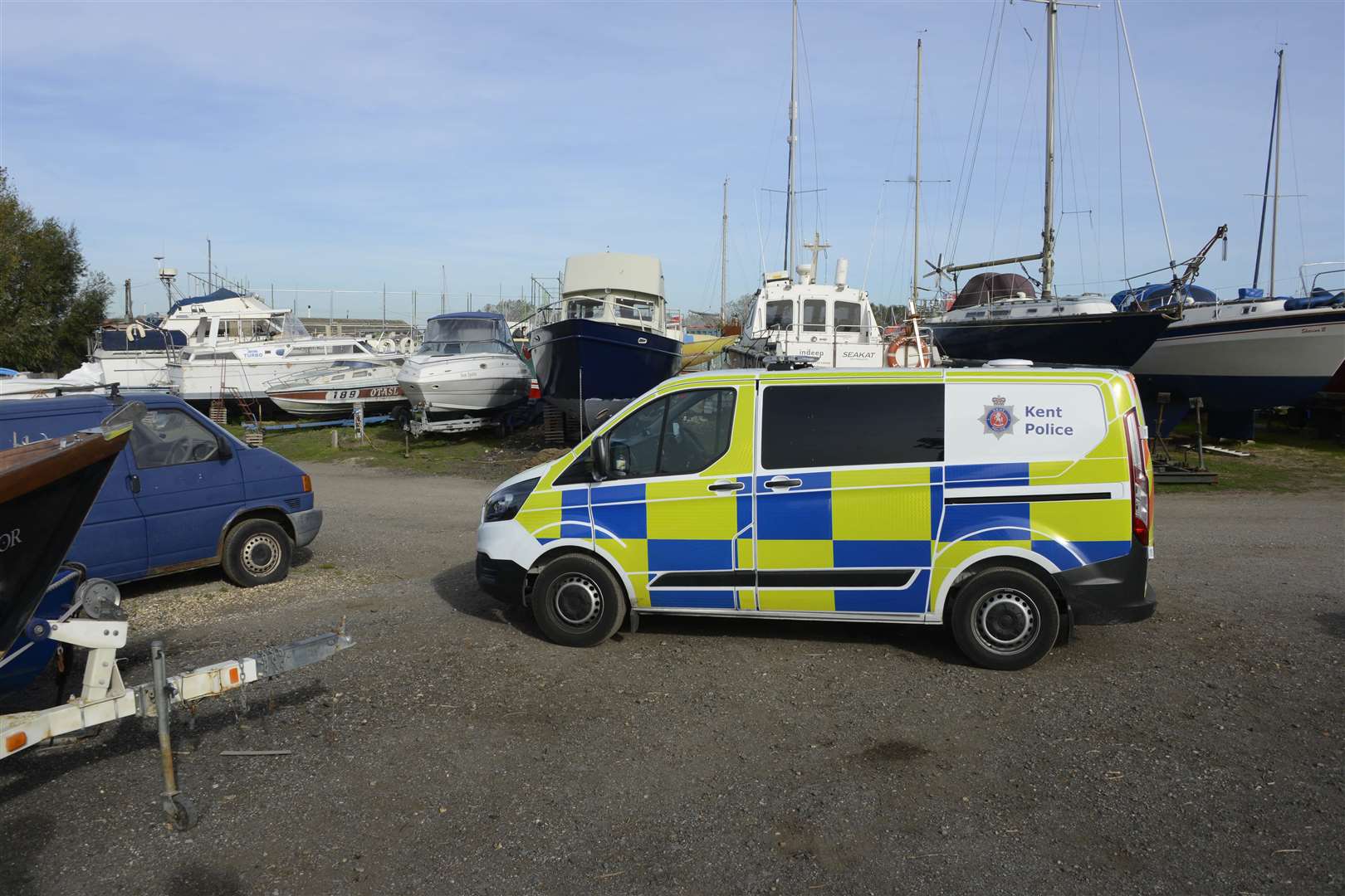 Police escorted the jury on their visit to the marina