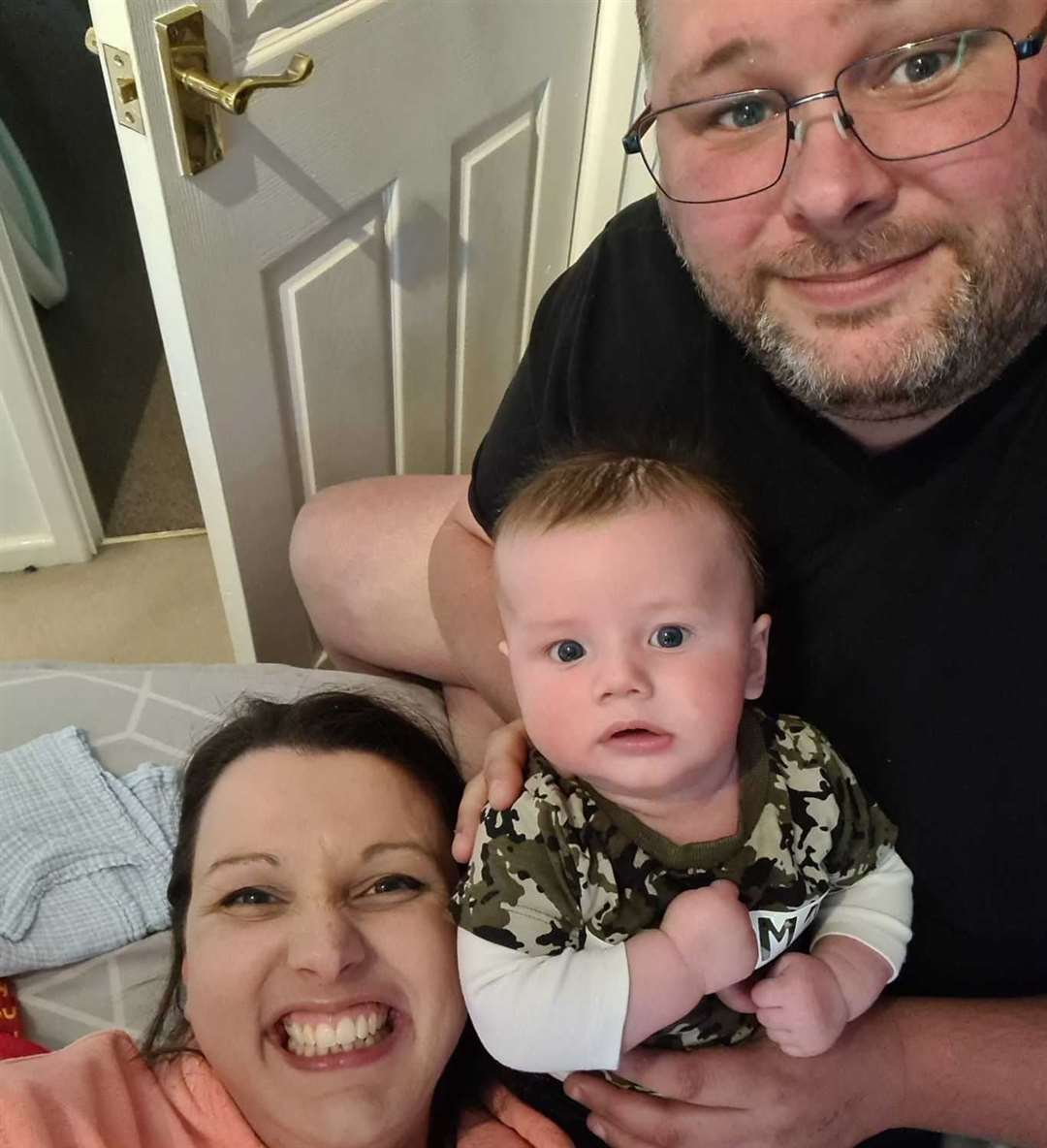 Baby Oliver Steeper with mum Zoe and dad Lewis