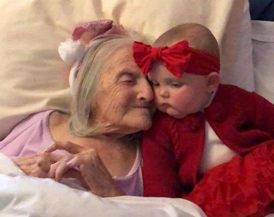 Edith Brittain with great-great granddaughter Cali-Sian Edie Lee in 2020
