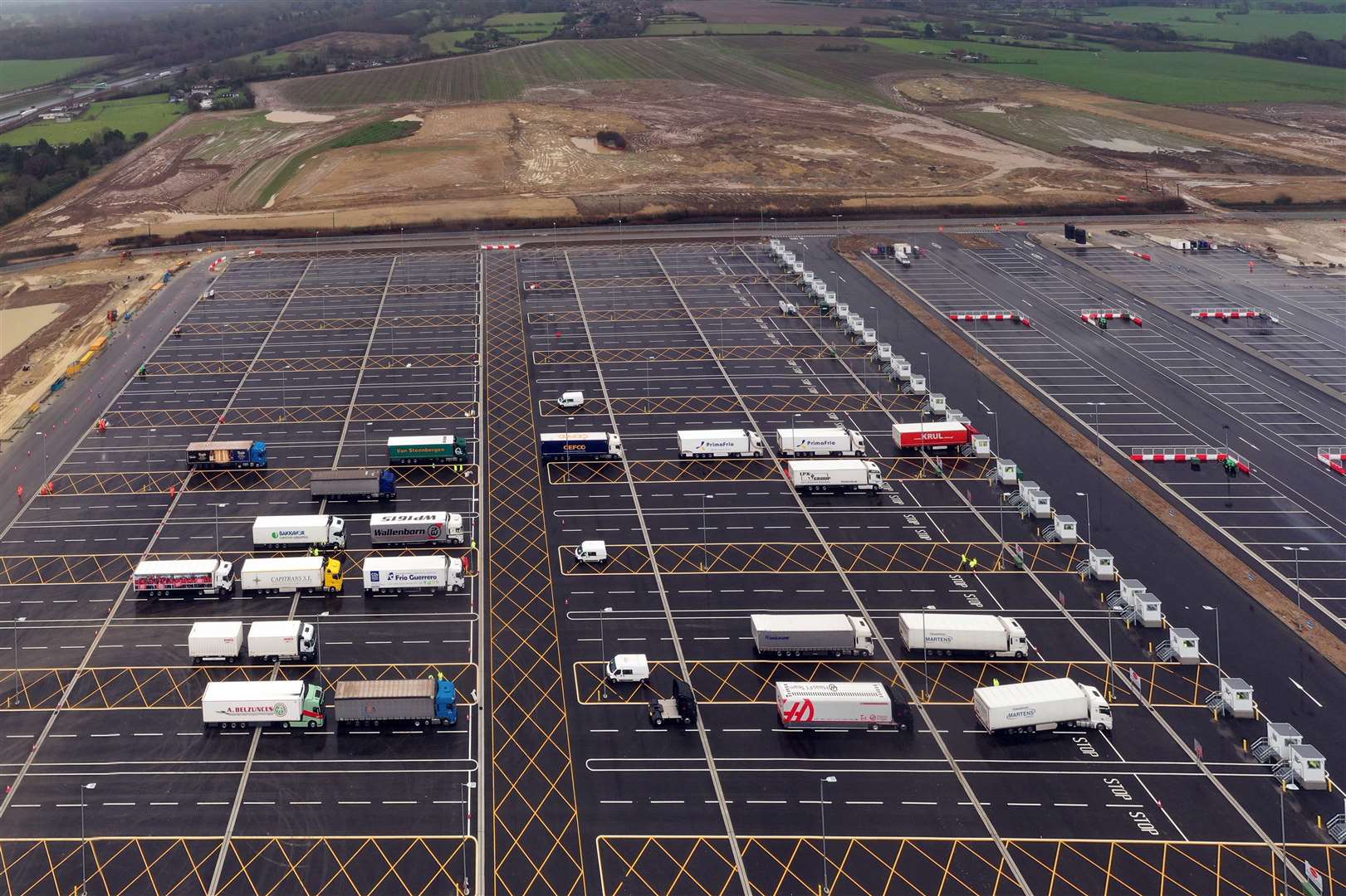 Suggestions for new lorry parks in Kent – like this one in Sevington, Ashford – are likely to be ill-received.