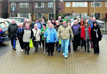 kmfm DJ Johnny Lewis leads the HealthWalk walkers off from the Montefiore Medical Centre, Ramsgate