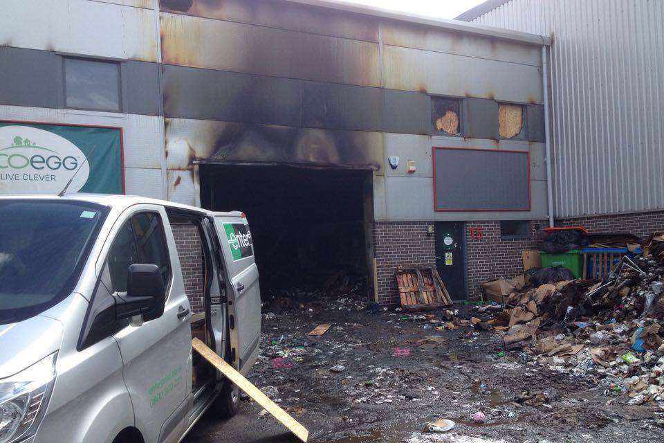 The aftermath of the fire at the ecoegg unit in Integra Business Park, Park Wood