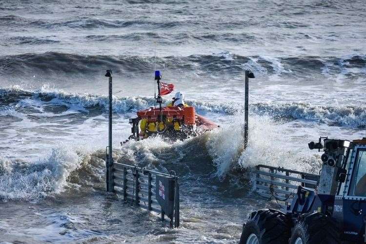 The Littlestone lifeboat deployed in rough conditions. Photo: RNLI/Iain Bates