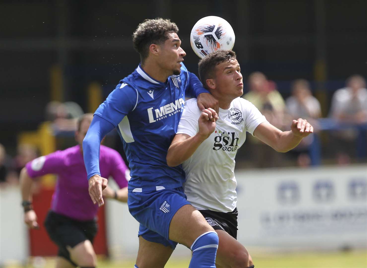 Gillingham's Lewis Walker competes against Dover during a pre-season friendly in July. Picture: KPI