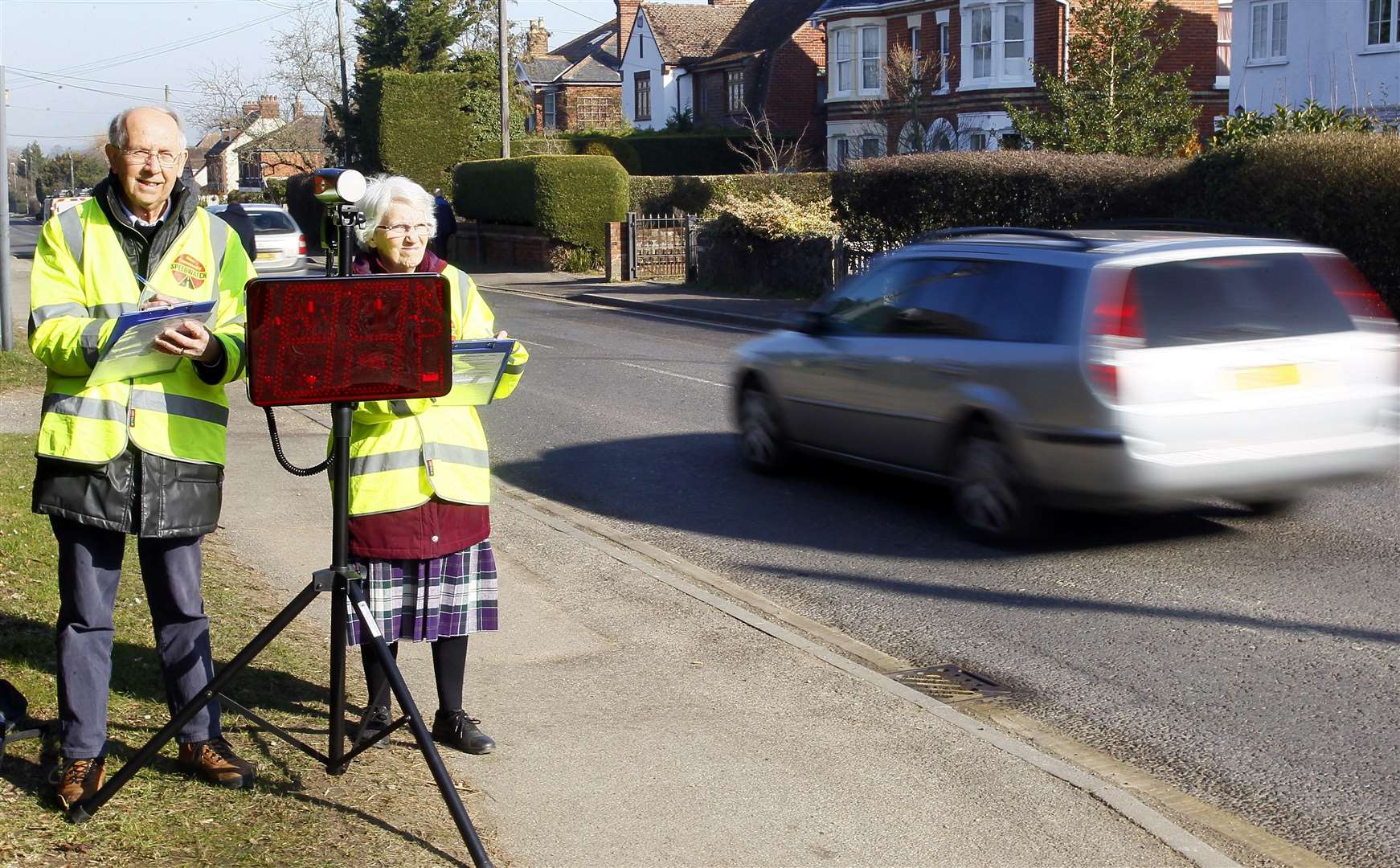 Malcolm and Joan Buller of Staplehurst Parish Council monitoring drivers in the village. Picture: Sean Aidan