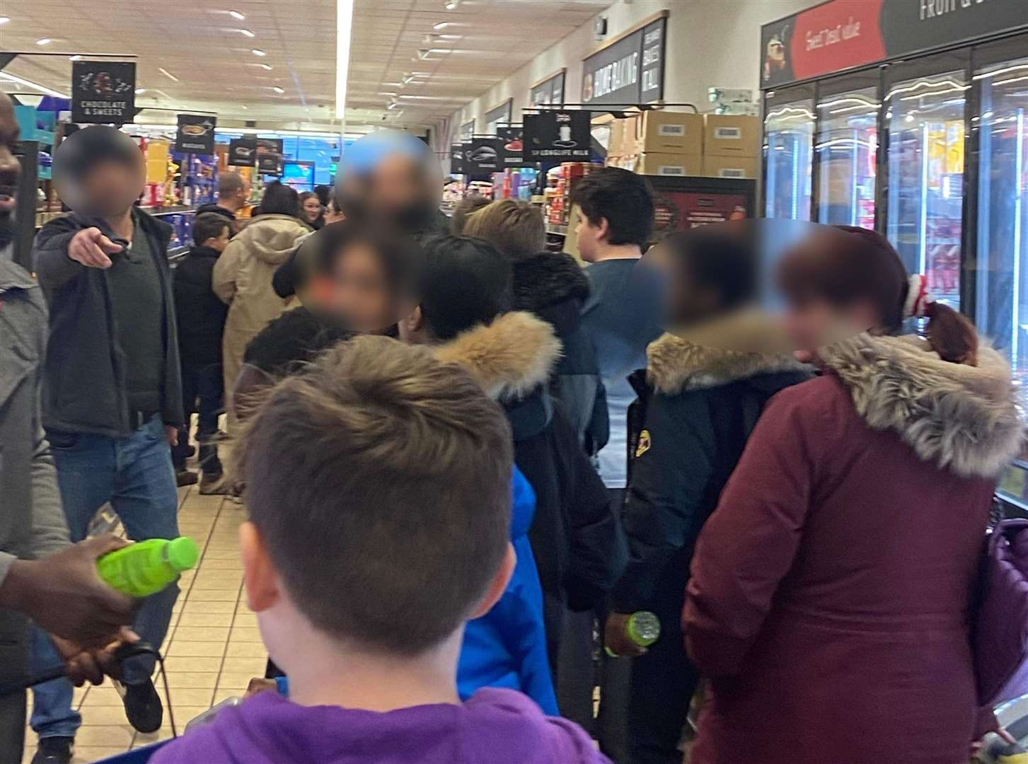The queues inside Aldi, Gravesend for the Prime drink. Picture: Ellie-Louise Dadswell