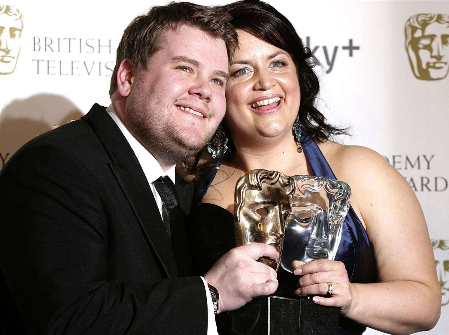 Ruth Jones with James Corden and Ruth Jones with the Programme of The Year award received for Gavin And Stacey during the British Academy Television Awards at the London Palladium Picture Yui Mok