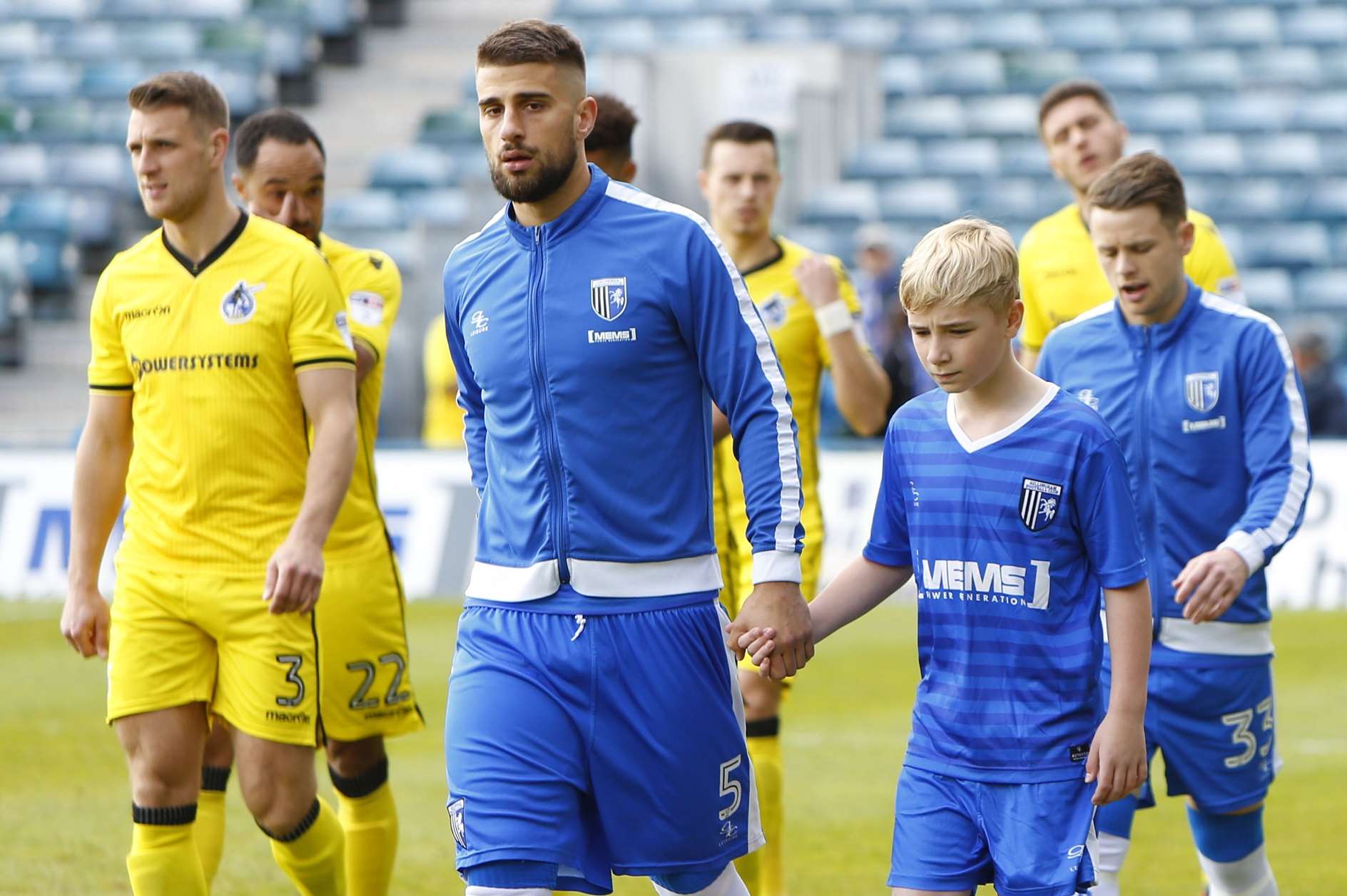 Skipper Max Ehmer leads his side out against Bristol Rovers Picture: Andy Jones