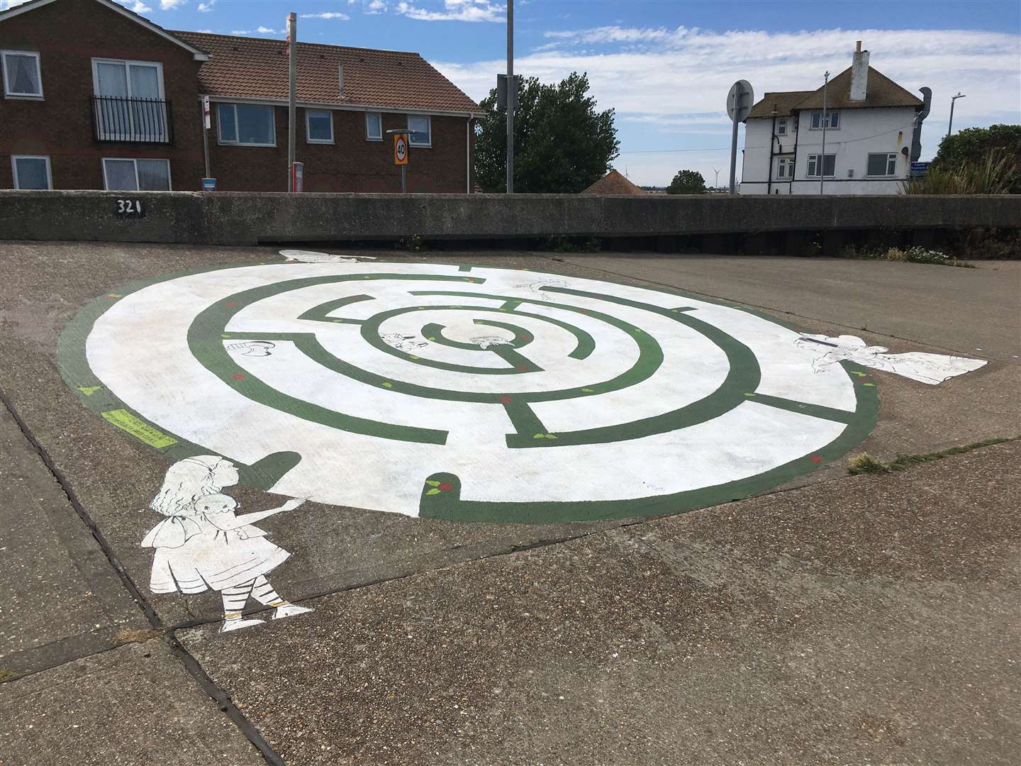 Alice in Wonderland maze at The Leas, Minster, by artist Richard Jeferies had to be removed after children slipped on the paint when it became wet