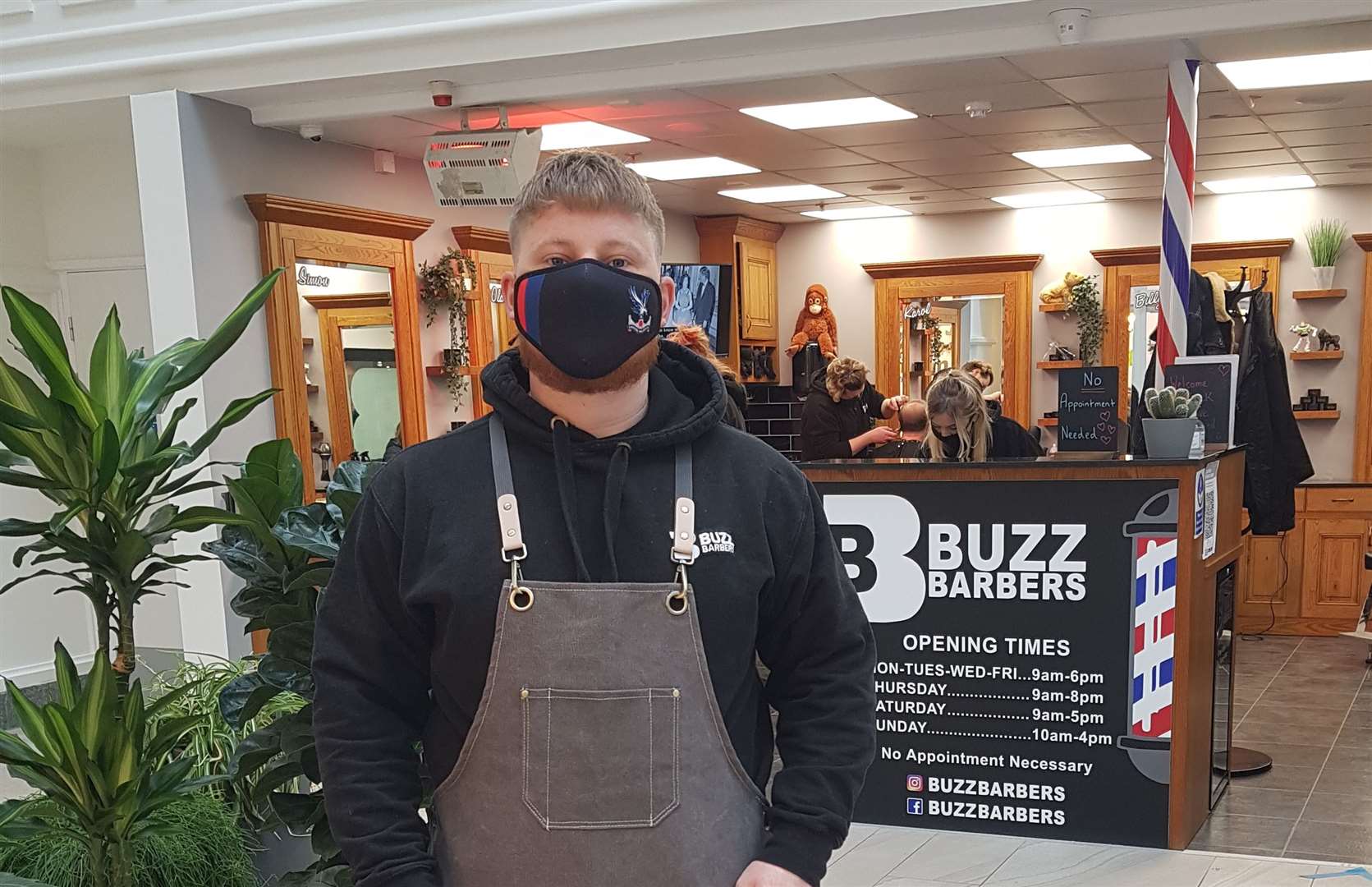 Manager Billy Fowler at Buzz Barbers in Tunbridge Wells
