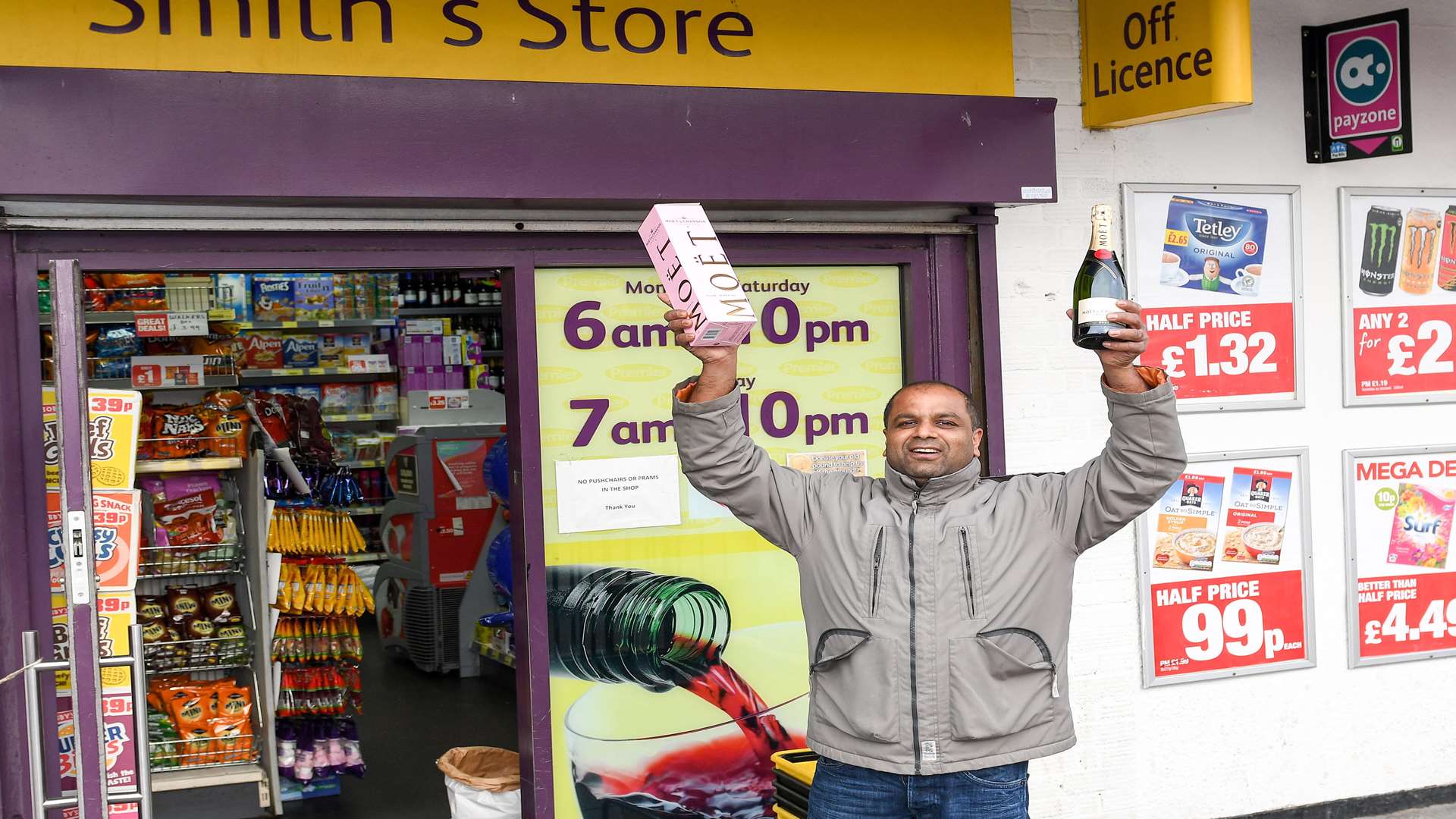 Waiting to celebrate: Darren Sri of Smith's Store with bottle of champagne. Picture: Steve Finn Photography