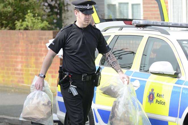 A police officer in Oakdale Road, Herne Bay. Picture: Chris Davey