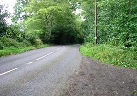 Woodchurch Road, Tenterden, close to where the fatal crash took place