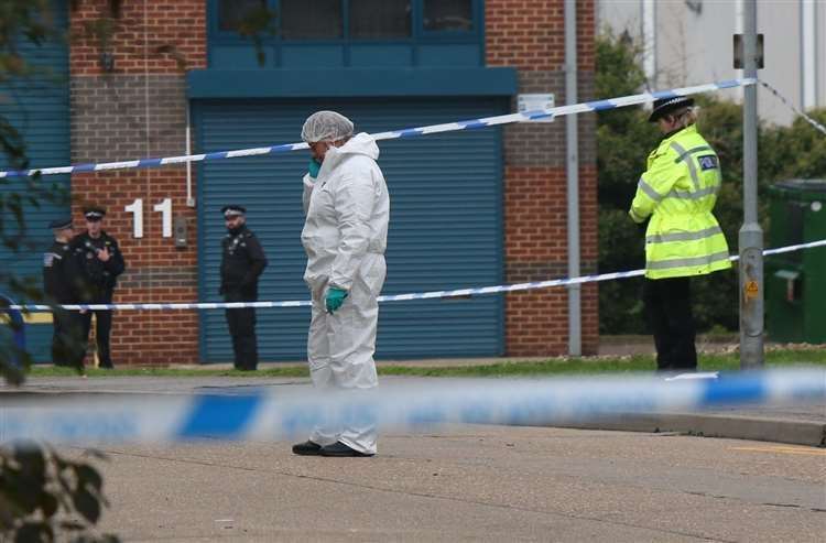 Police at the scene of the grim discovery in Thurrock, Essex Picture: UKNIP (21191037)