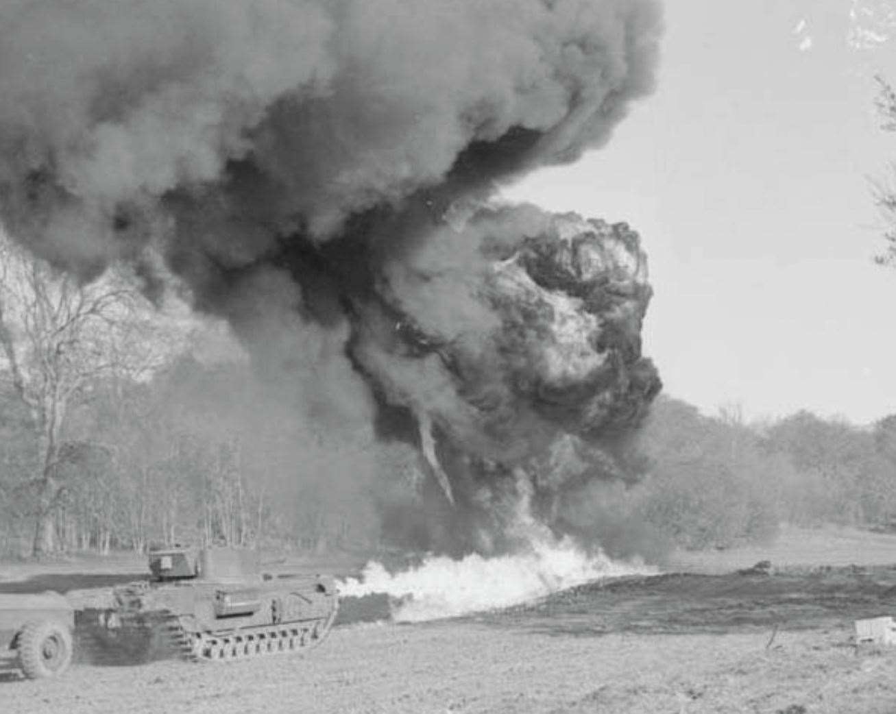 Flame-throwing tanks were tested at Eastwell in the Second World War