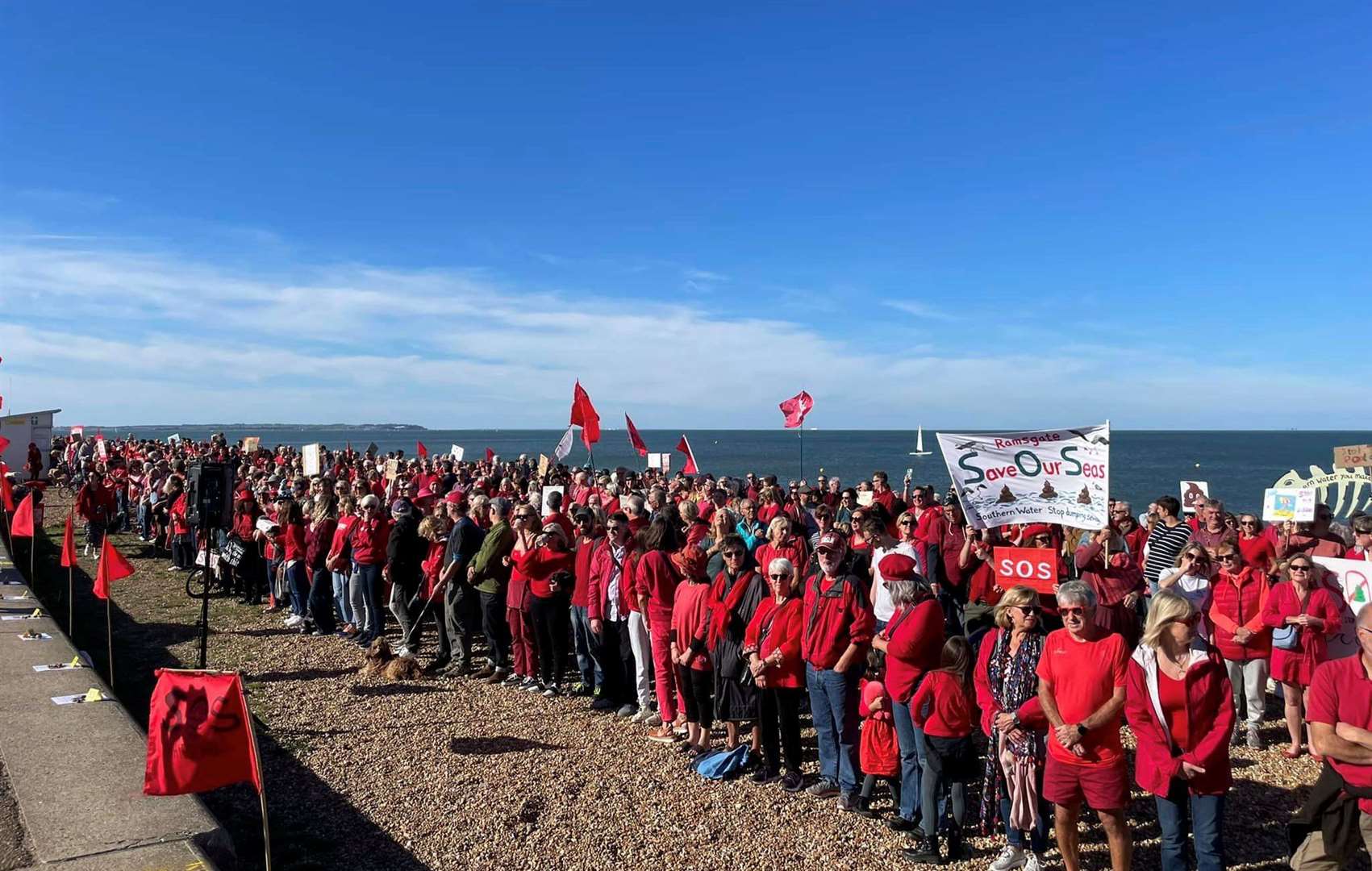 SOS Whitstable's protest on Tankerton beach. Picture: SOS Whitstable