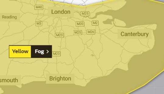 A yellow weather warning has been issued by the Met Office