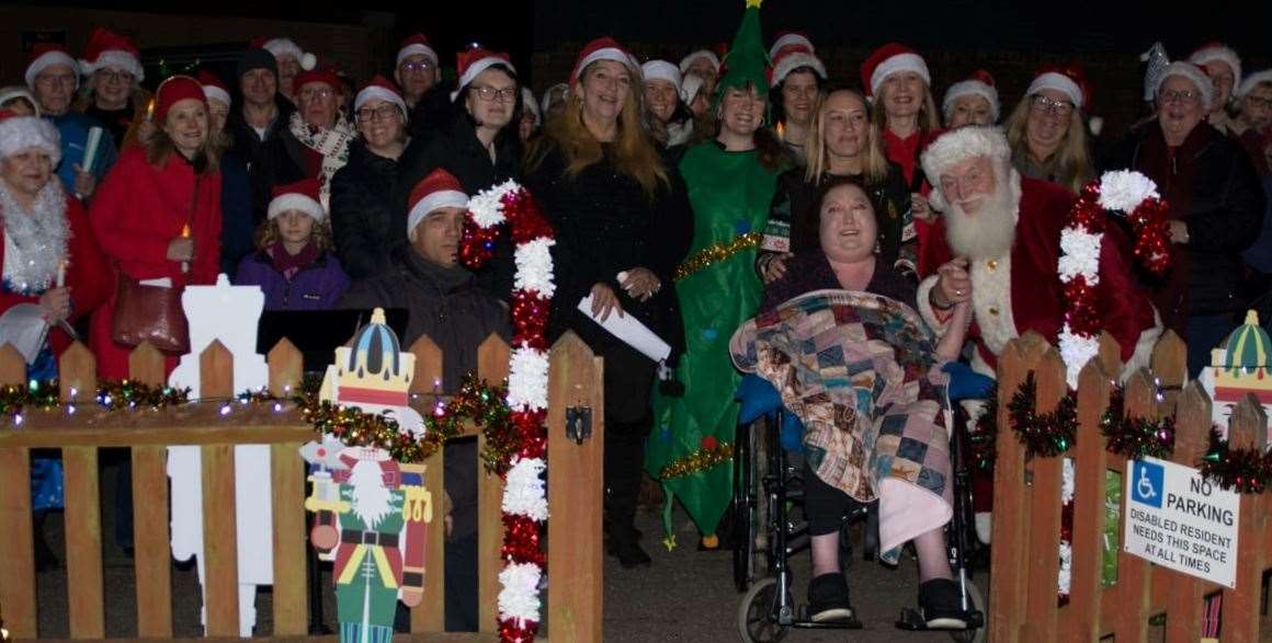 Just before Christmas, members of Ashford Sings sang carols for Charmaine at her home in Ashford. Picture: Ashford Sings