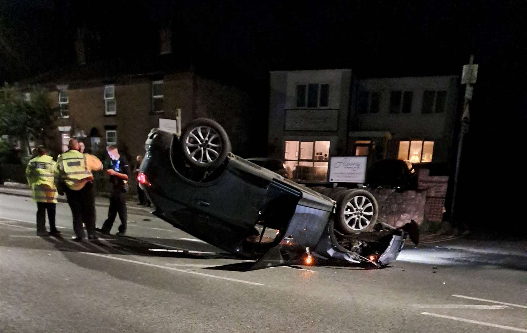 A car overturned on Loose Road, Maidstone. Picture: Robin Smallbone