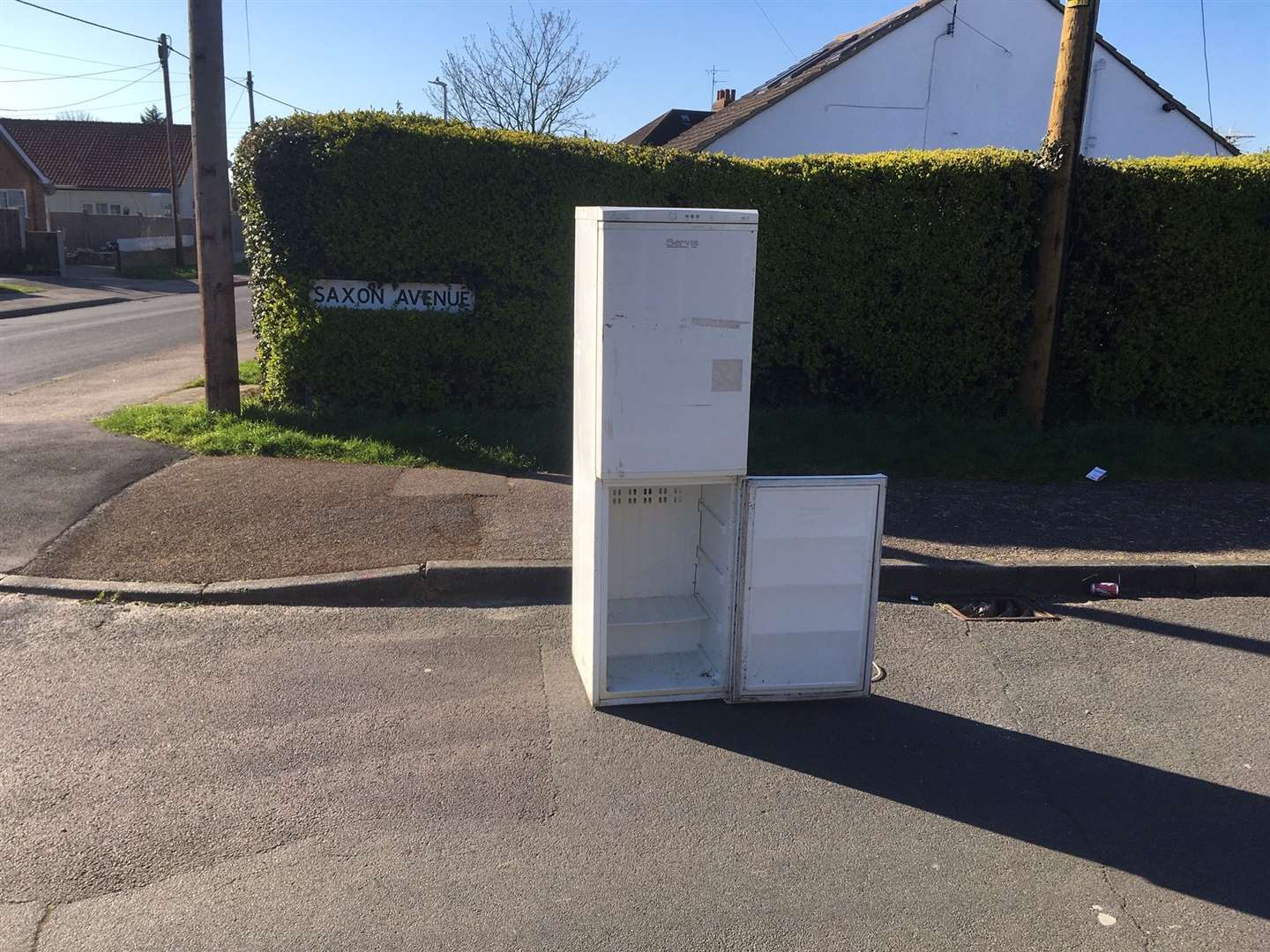 Fridge-freezer dumped over night in the middle of a road on the Isle of Sheppey