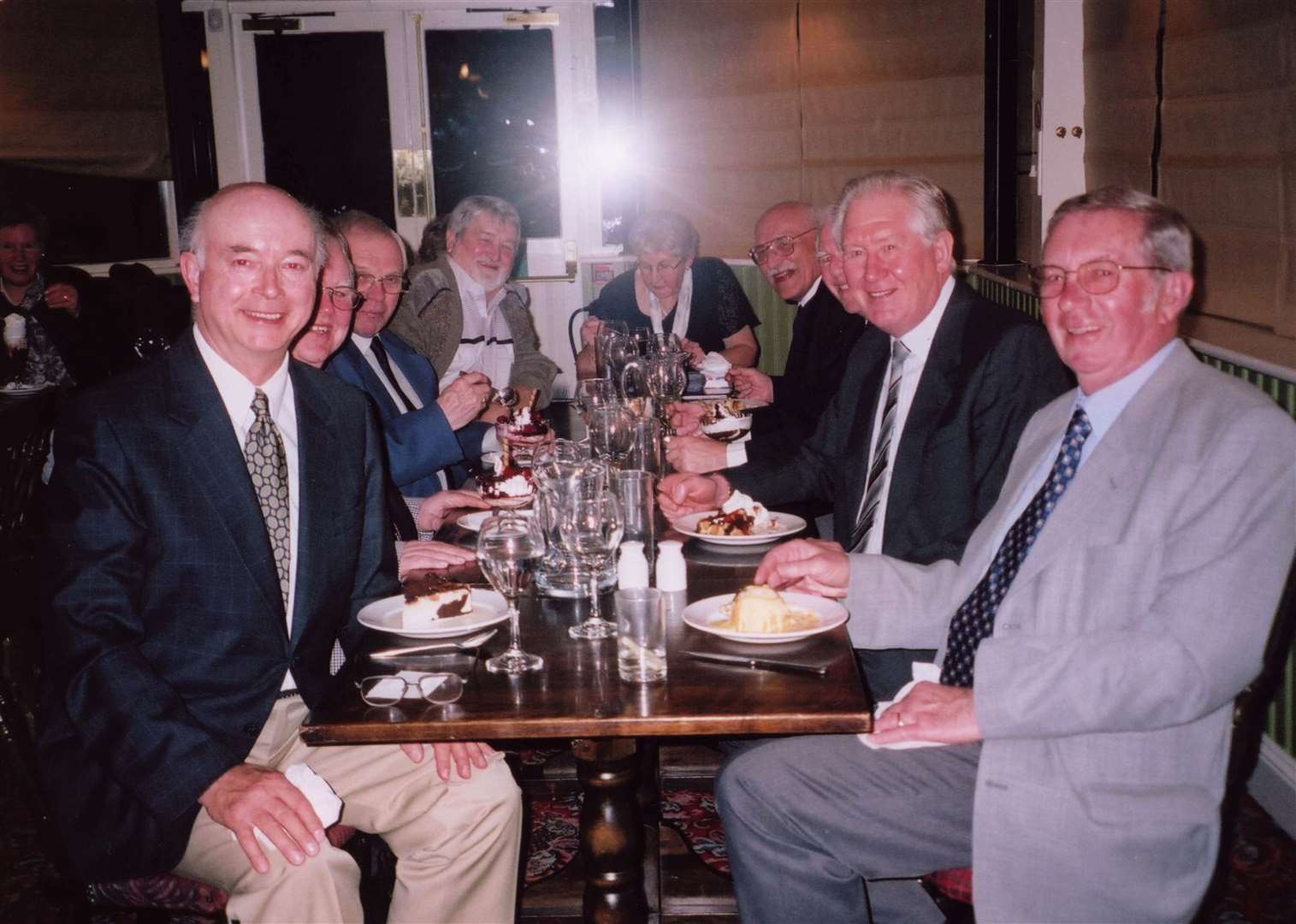 Cliff (left) meeting up with old schoolfriends from the Maidstone Technical School, at the Sir Thomas Wyatt pub in Allington, in 2004